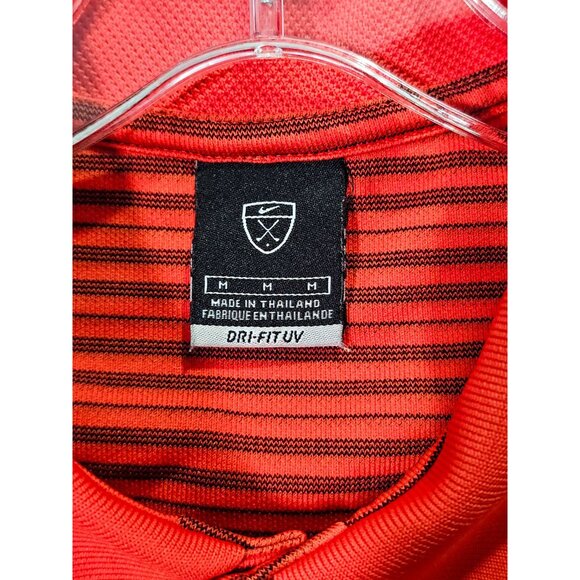 Nike Men's Red Orange/Black Dri-Fit UV Striped Polo Shirt M - Picture 2 of 7